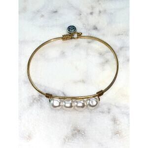 Luca + Danni Gold Tone Freshwater Pearl Bangle Bracelet